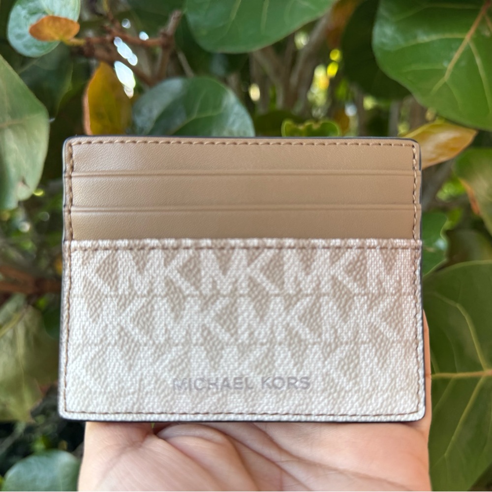 Michael Kors Jet Set Card Case Wallet MK Ombré Husk